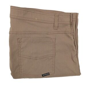 PRANA Men's Size 38x30 Brown Nylon Stretch Slim‎ Fit Brion Outdoor Hiking Pants